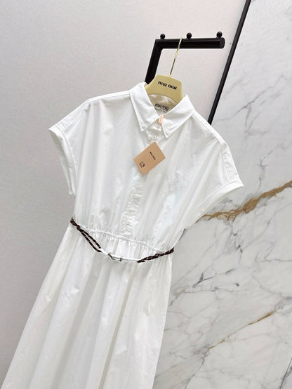 M 25 Spring and Summer New Lapel Short Sleeve Dress