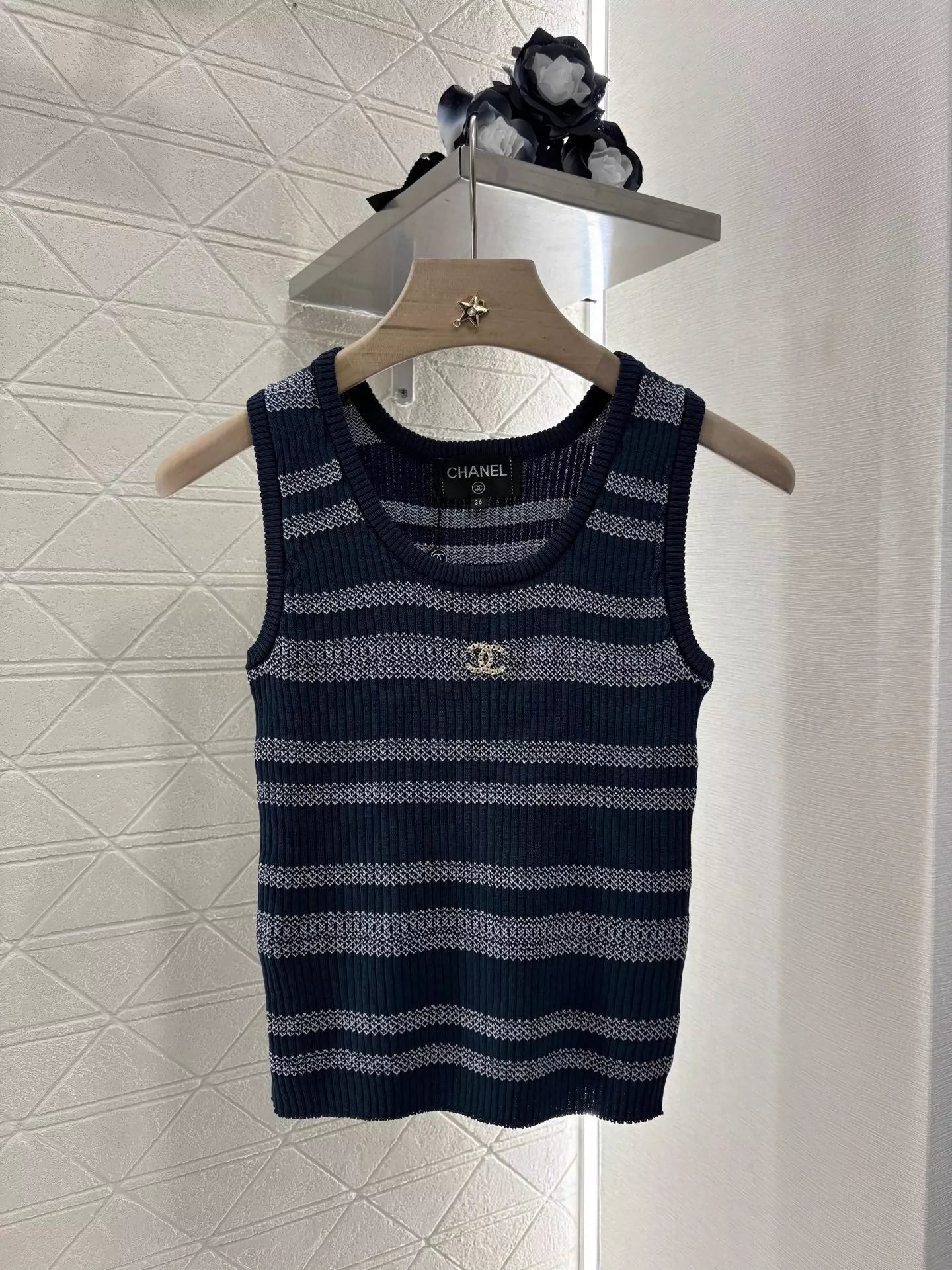 C 25 spring and summer new Striped knitted undershirt
