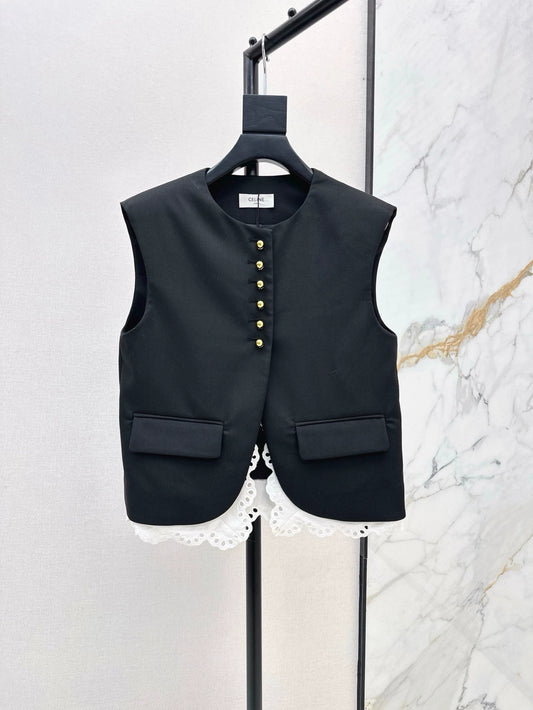 Ce 25 Spring and Summer Jen's latest fake two-piece design vest jacket