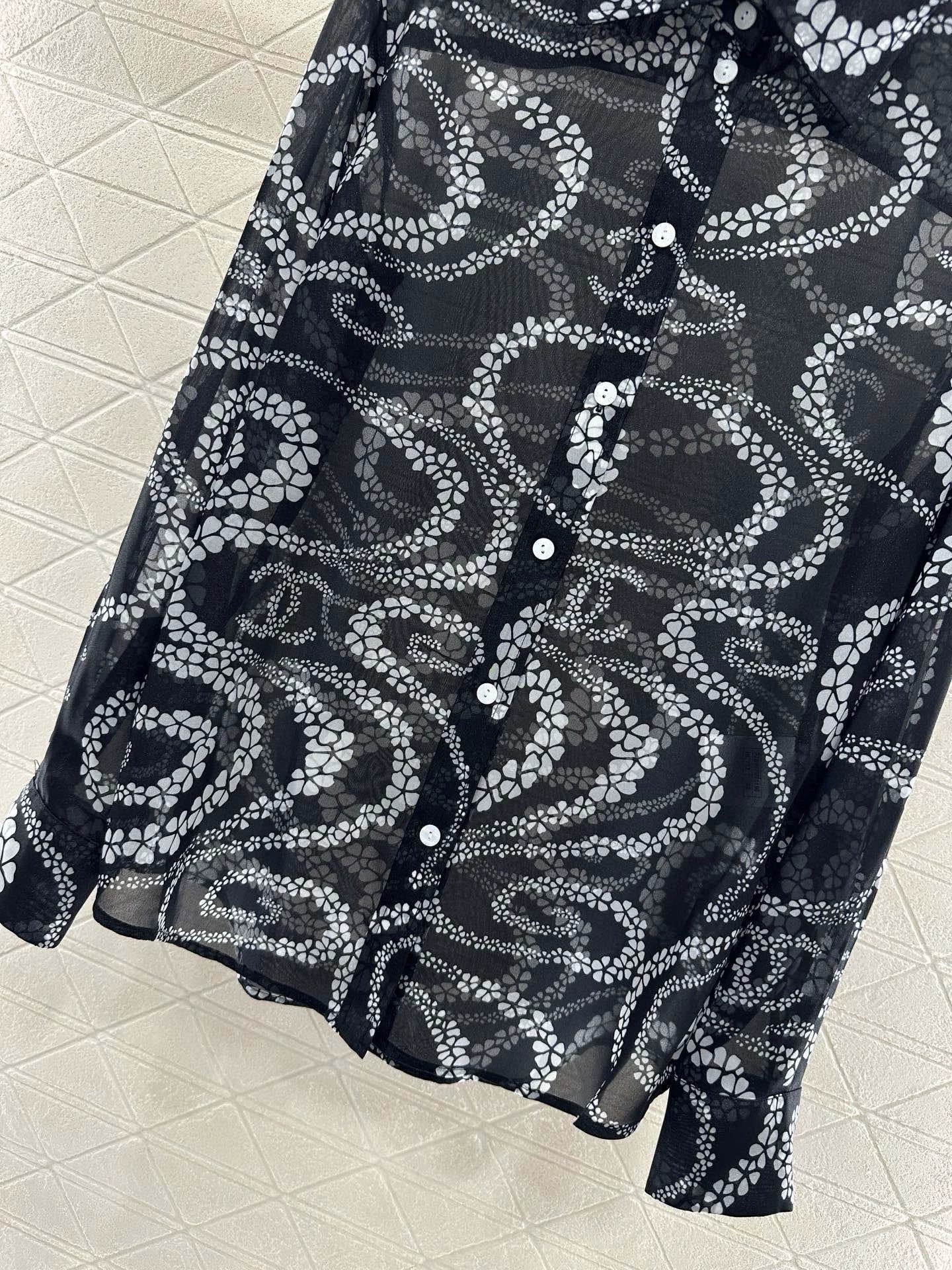 C 25 Printed Lapel Shirt（Black，Pink，Orange）