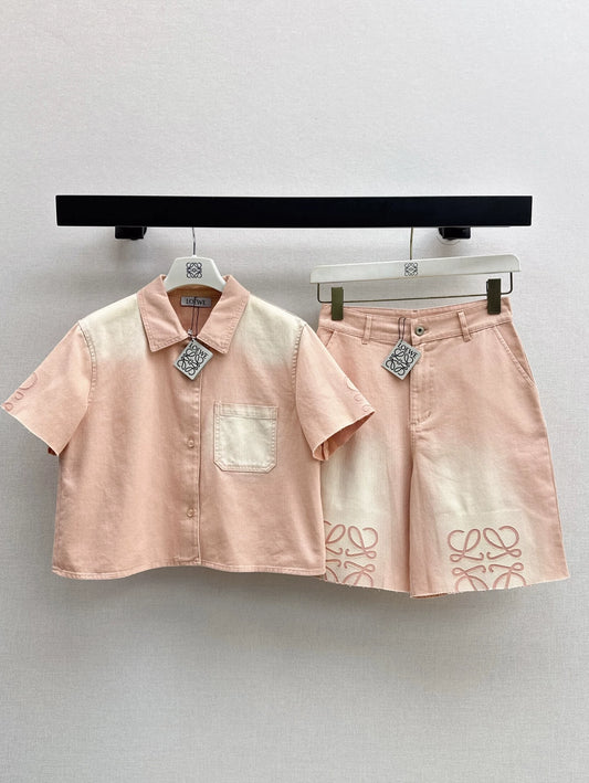 LO 25 new island vacation series short denim shirt + shorts set