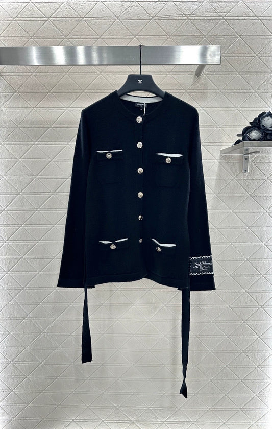 C 25fw Belted Knit Cardigan(Black/pink)