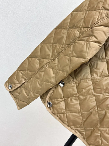 BRU 25 New Diamond Quilted Hooded Down Cropped Jacket