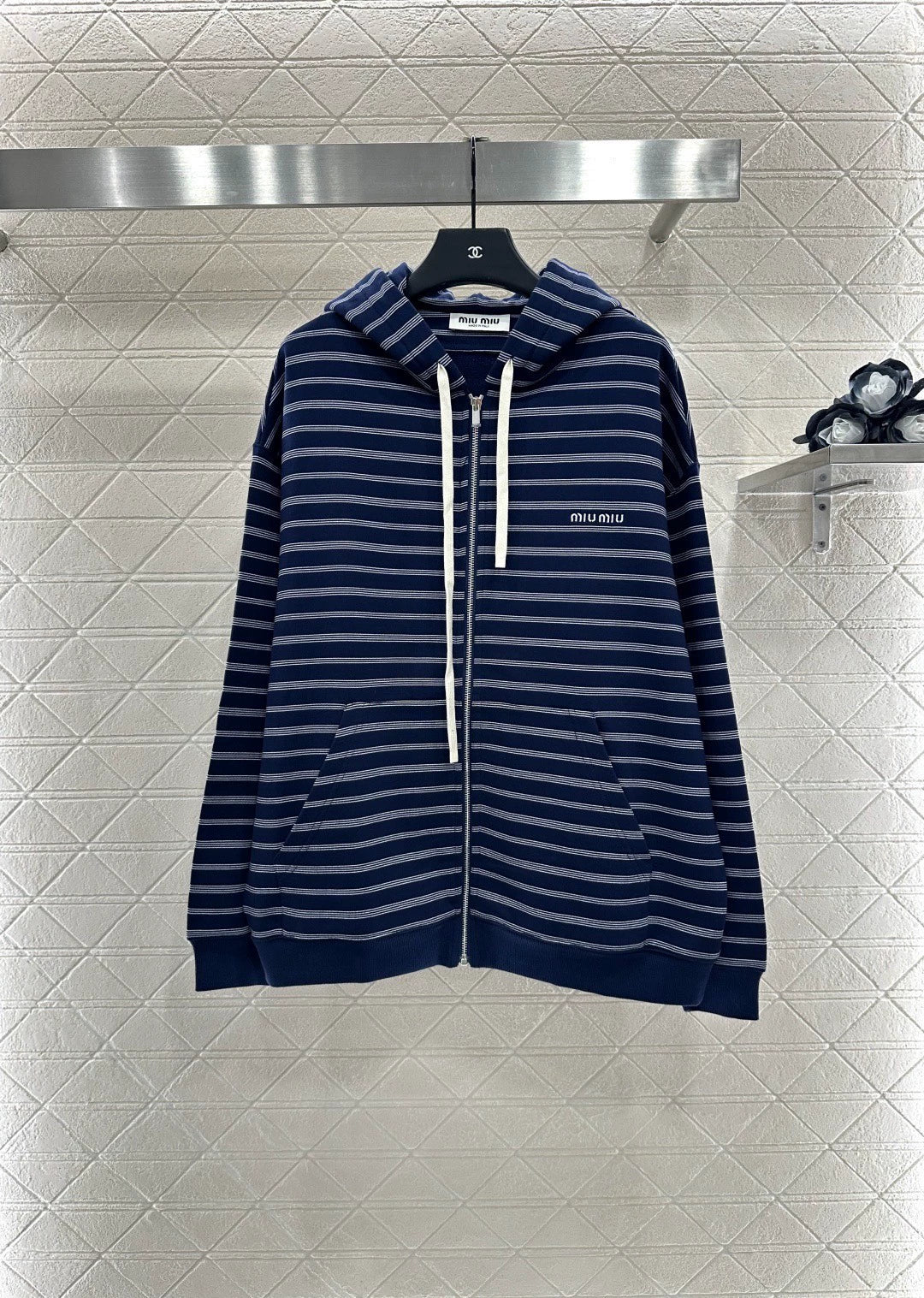 Mi 25 Hooded zip-up striped jacket(BROWN/BLUE)