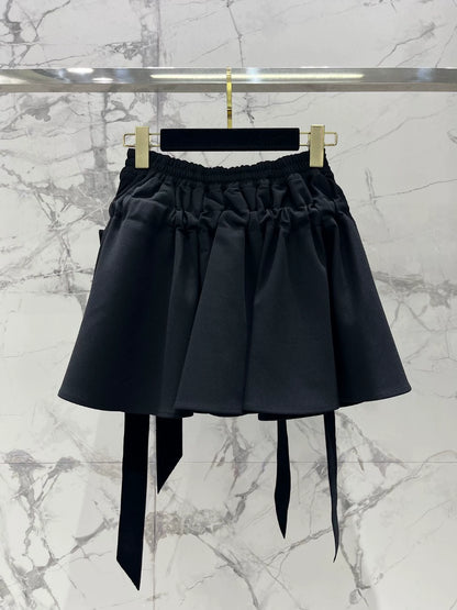 C 25 new style Hepburn style slim bow tie black A-line short skirt