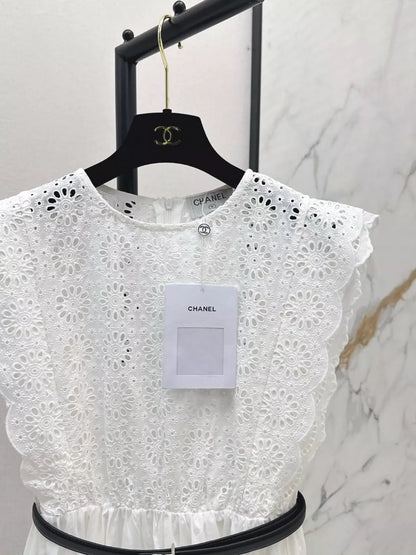 C 25 spring and summer new skeleton splicing sleeveless dress