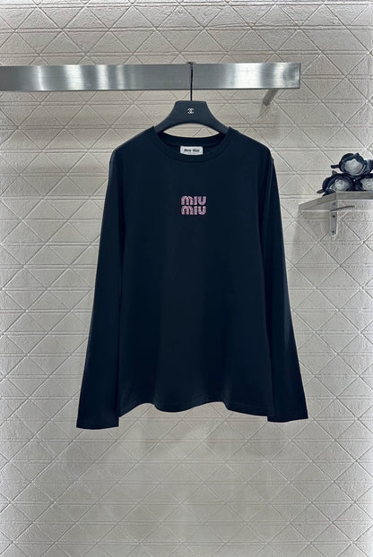 M 25 Crew-neck, rhinestone-embellished long-sleeved top