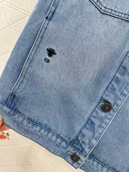 D 2025 New Denim Short Sleeve Jacket and Shorts Set
