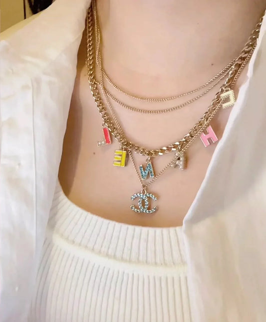 25 Summer New Multi-layer Chain Letter Necklace