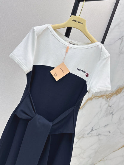 M 25 Spring and Summer New Fake Two Pieces Patchwork Design Dresses