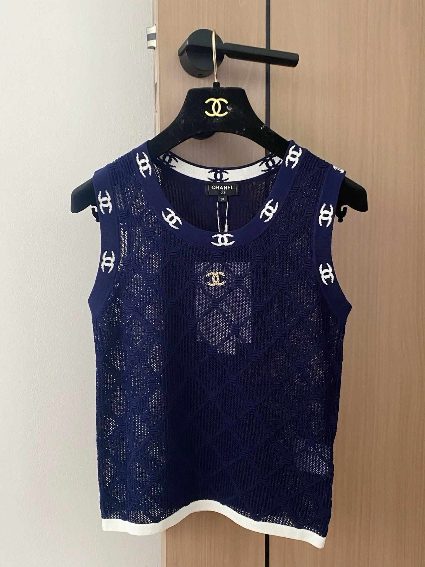 C Frühjahr/Sommer 25 Gitter Weiß/Blau Weste 