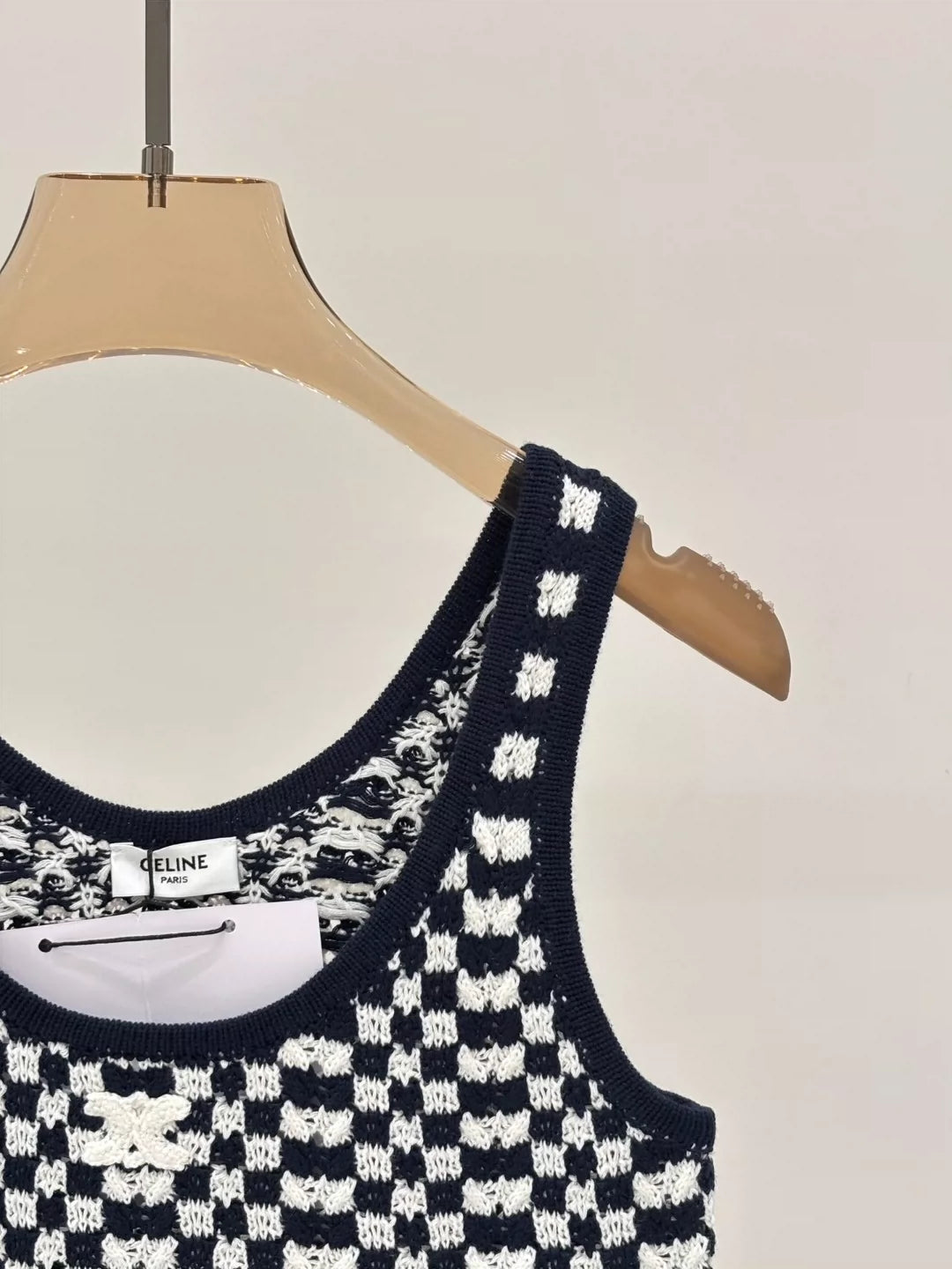 CE 25 Summer new round neck letter logo jacquard plaid contrast color casual knitted vest