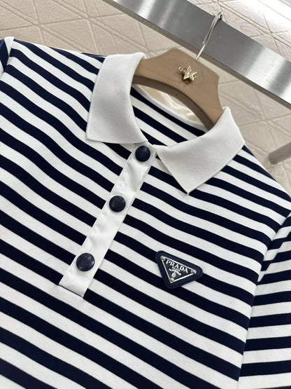 p Spring/Summer 25 Striped short-sleeved dress.