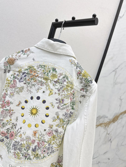 D 25Ss Early Fall New Back Print Denim Jacket（white green pink）