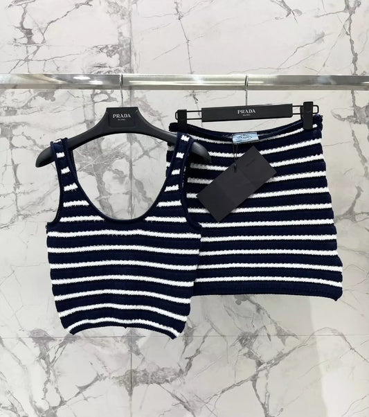 P 25 new cotton crochet mini skirt + vest top set
