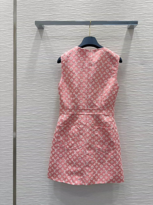 L 25 New jacquard single-breasted sleeveless dress