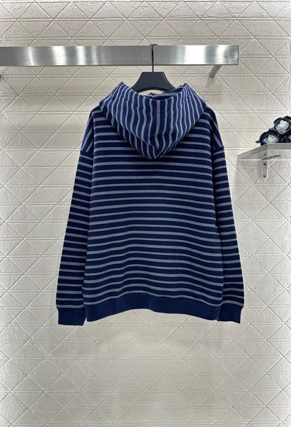 Mi 25 Hooded zip-up striped jacket(BROWN/BLUE)