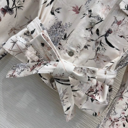 D 25 New Color Clash Printed Tie Bow Long Sleeve Jacket