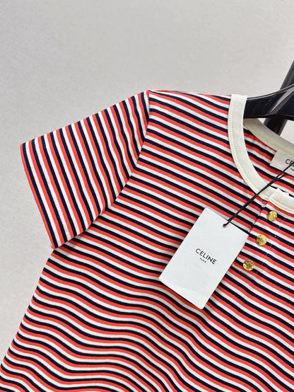 Ce 25 Spring/Summer Latest Striped Short Sleeve T-Shirt