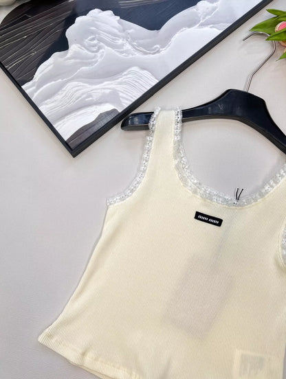 M 25SS Early Autumn New Lace Trimmed Ribbed Vest