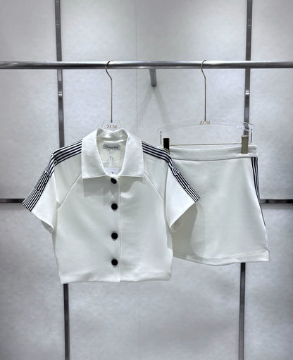D 25SS new striped simple top + skirt set