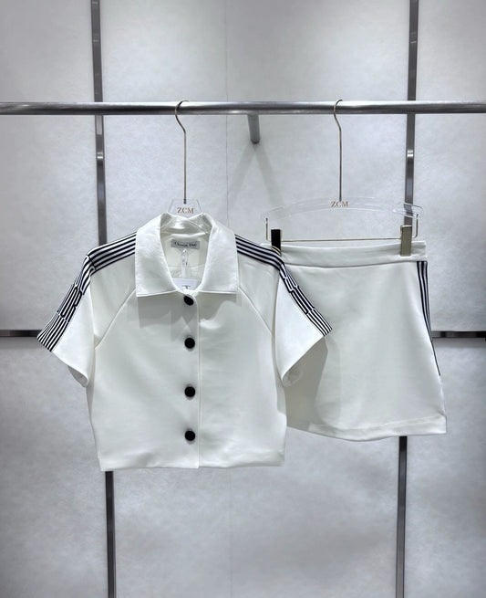 D 25SS new striped simple top + skirt set