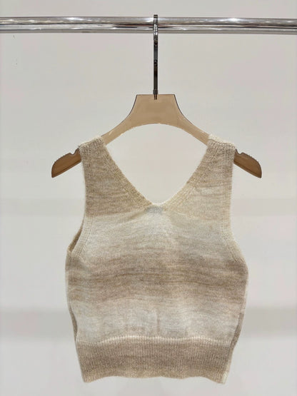 M 25 Summer new V-neck gradient flower three-dimensional jacquard sleeveless knitted vest