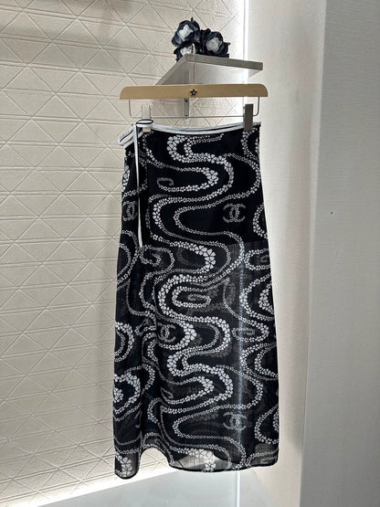 C 25 Printed Halter Neck Tank Top and Long Skirt Set