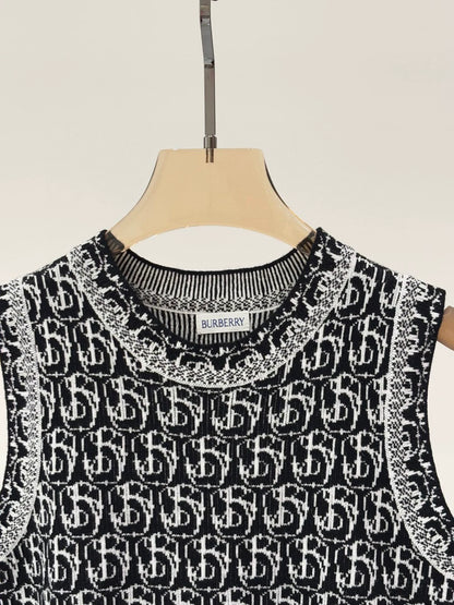 Bu 25 Early spring new round neck letter logo jacquard full print dresses