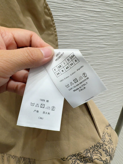 D 25 new brown printed belt single-breasted stand collar short-sleeved dress