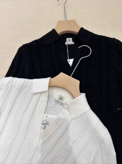 H 25 Spring and summer embossed jacquard knitted short sleeves