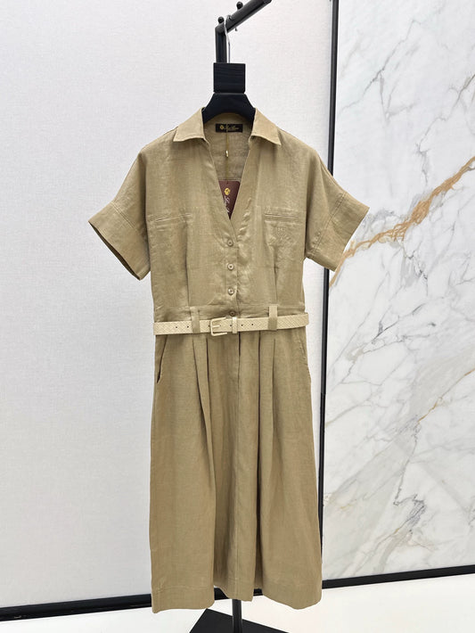 Lor  25 Spring/Summer New Short Sleeve Long Pressure Pleat Dresses