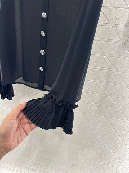 C 25 Accordion Lace Pleated Shirt and Skirt Set
