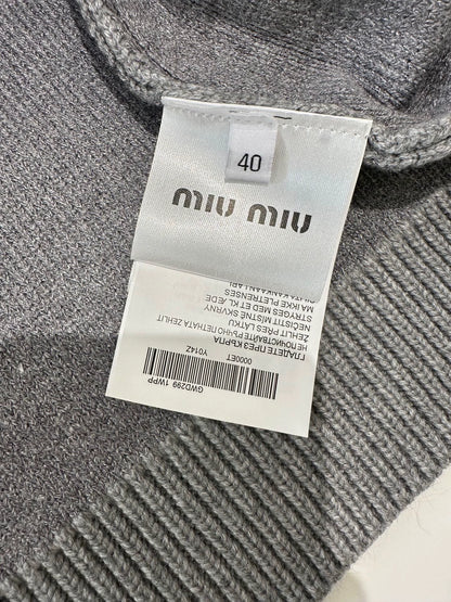 Mi 25 Crew-neck knitted cardigan with logo