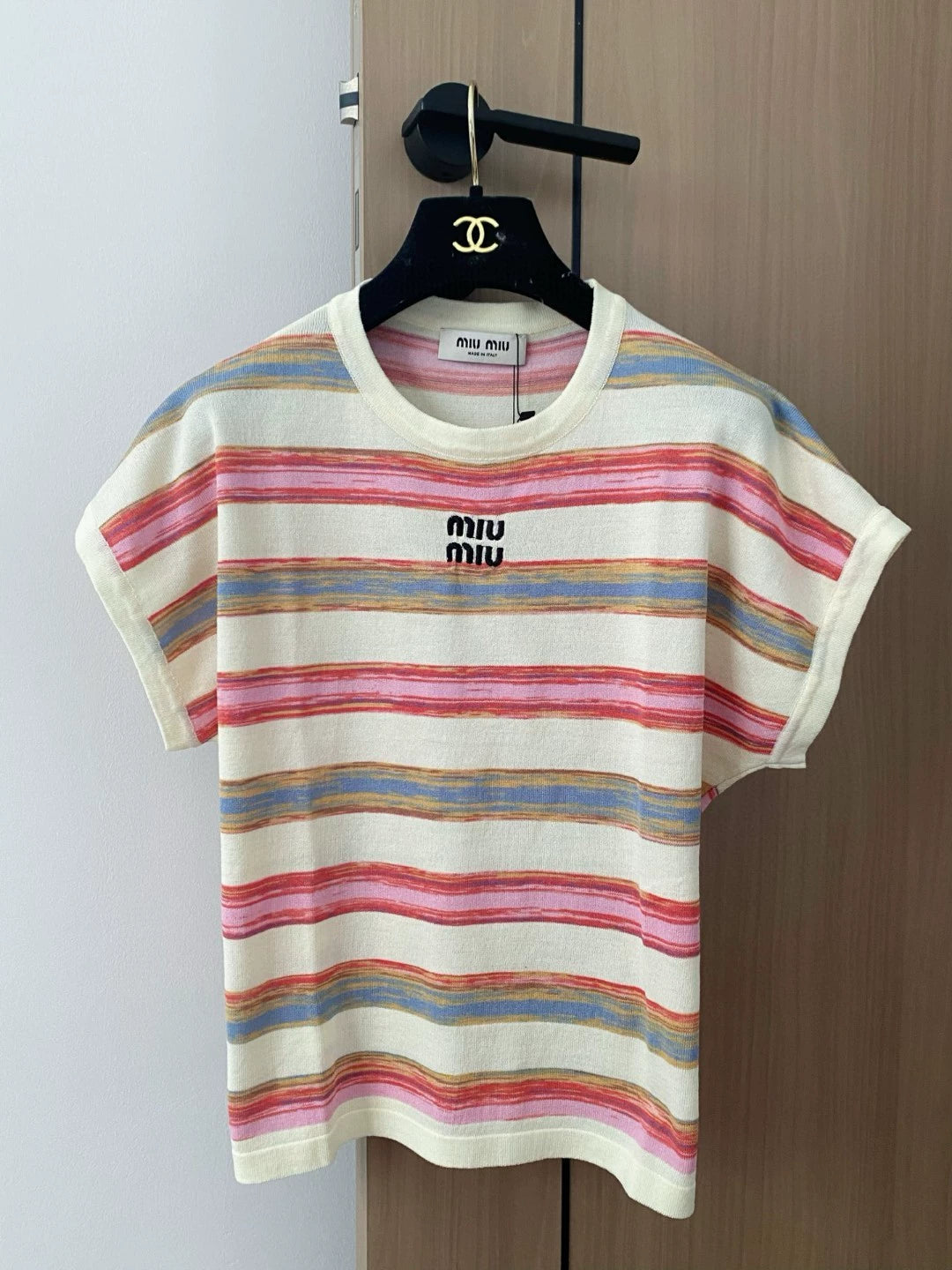 M 25 New Gradient Colorful Stripe Knit Tank Top