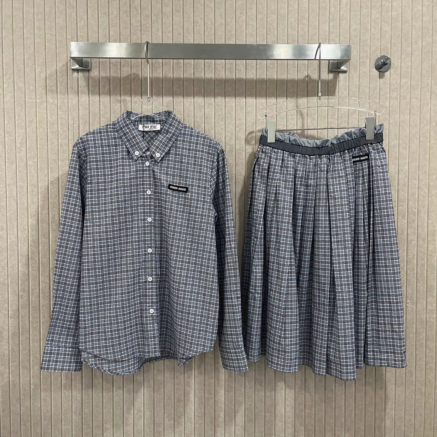 M 25 Summer new logo check preppy suit