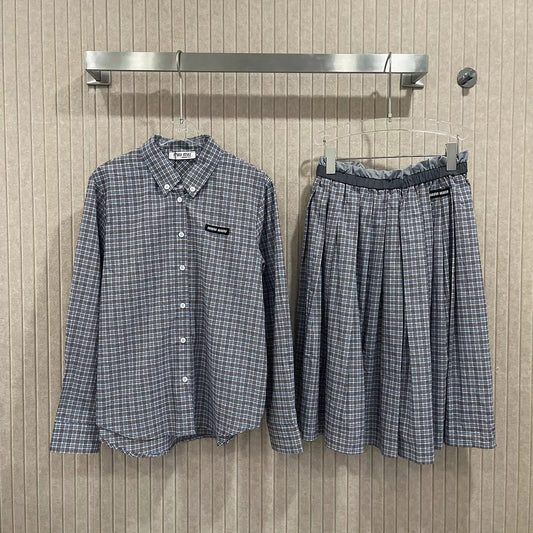 M 25 Summer new logo check preppy suit