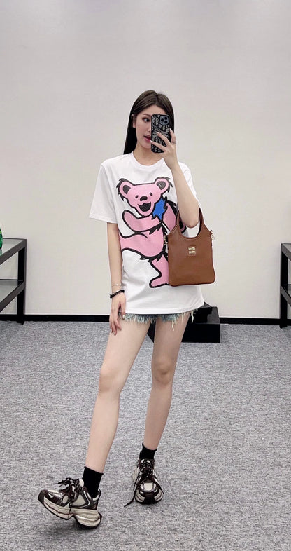 LO 25 Heavy Duty Drilling Cartoon Round Neck Short Sleeve T-Shirt