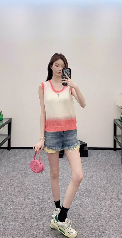 D 25 Summer New Crew neck gradient knit undershirt