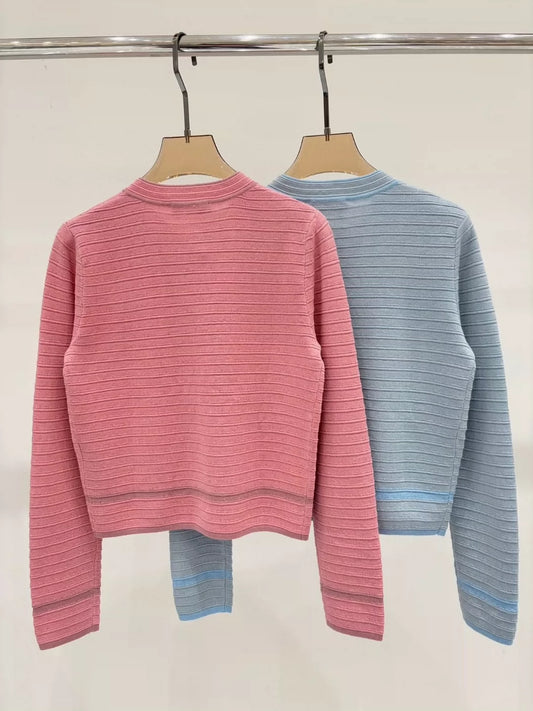 BA 25 Spring and Summer new V-neck irregular metal button simple casual knitted cardigan