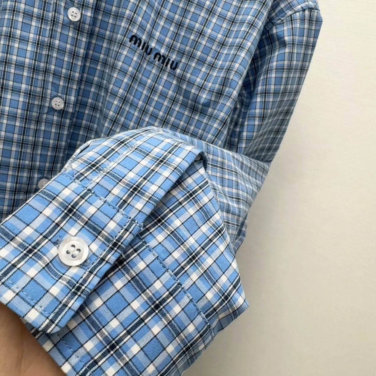m 25 Spring and Summer New Blue Plaid Short Shirt