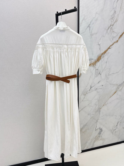 Lo 25 Spring/Summer Openwork Embroidery Patchwork Cotton Linen Dress