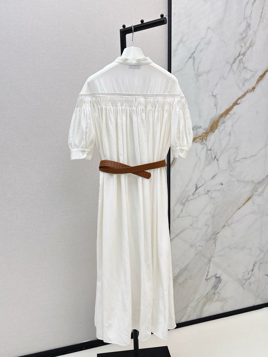 Lo 25 Spring/Summer Openwork Embroidery Patchwork Cotton Linen Dress