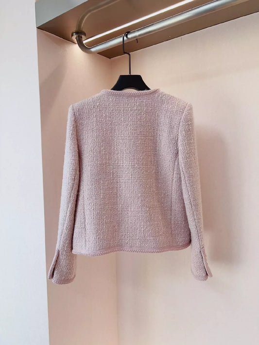 25 Early Spring Pink Tweed Jacket