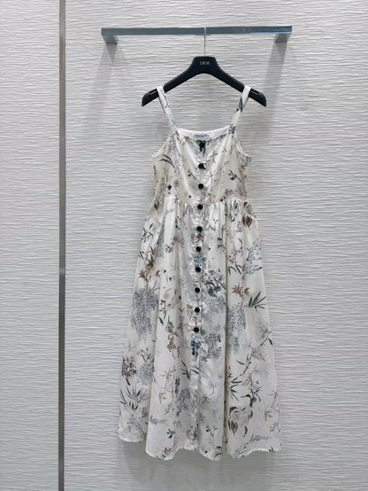 D 25 New Printed Single Breasted Halter Dresses