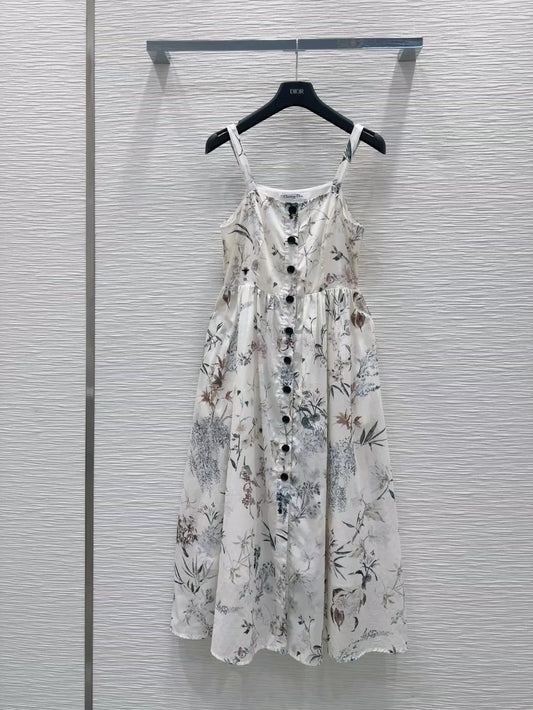 D 25 New Printed Single Breasted Halter Dresses