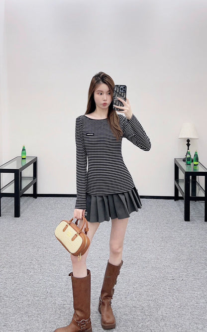 Mi 25 Slim-fit striped bottoming shirt