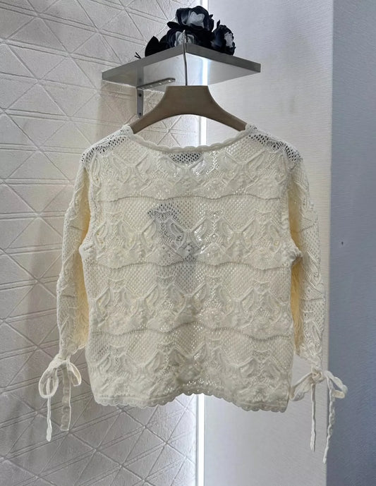 D 25 new three-dimensional hand-crocheted knit cardigan