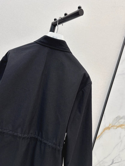 Mon 25fw New style drawstring waist mid-length trench coat