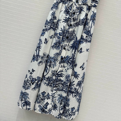D 25 Spring/Summer New Printed Halter Sheath Waist Dresses